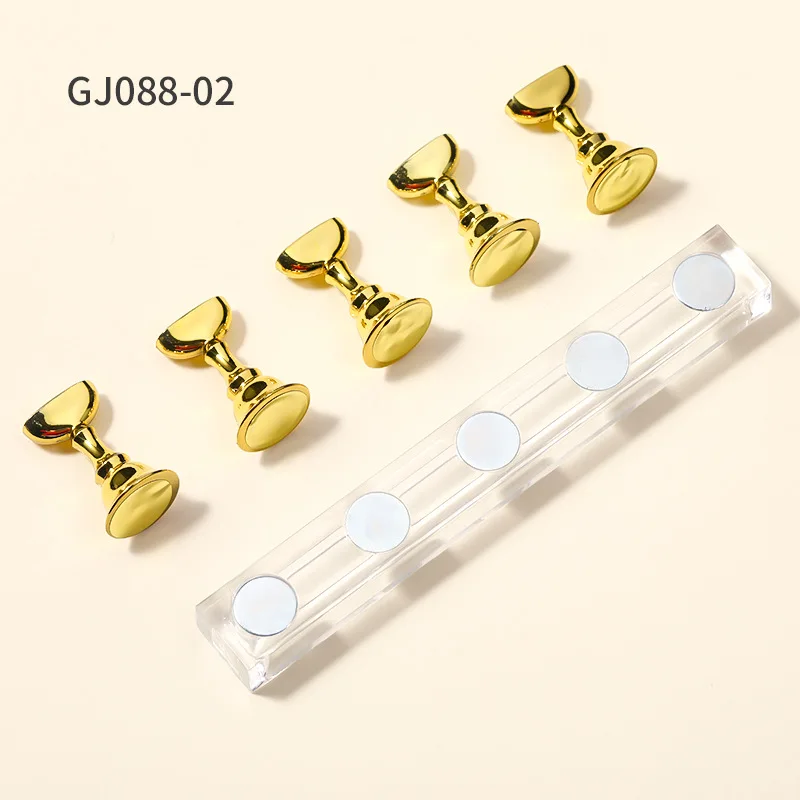 5-Pack Nail Art Practice Display Stand Checkerboard Magnetic Silver Practice Stand Set Polishing Gel Color Chart Tool