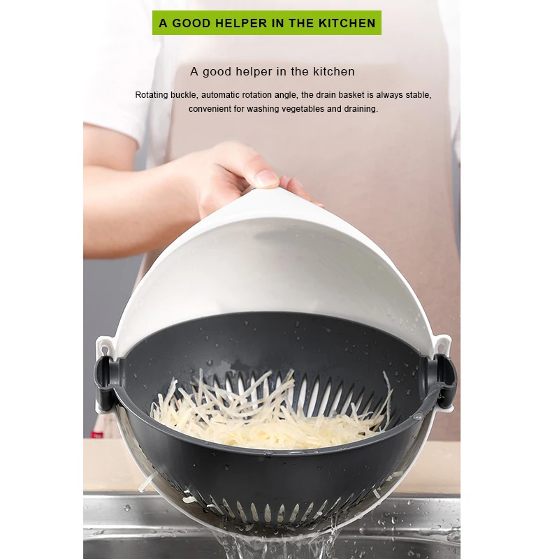 
Large capacity vegetable cutter lazy household manual multifunctional round kitchen vegetable cutting and draining artifact 