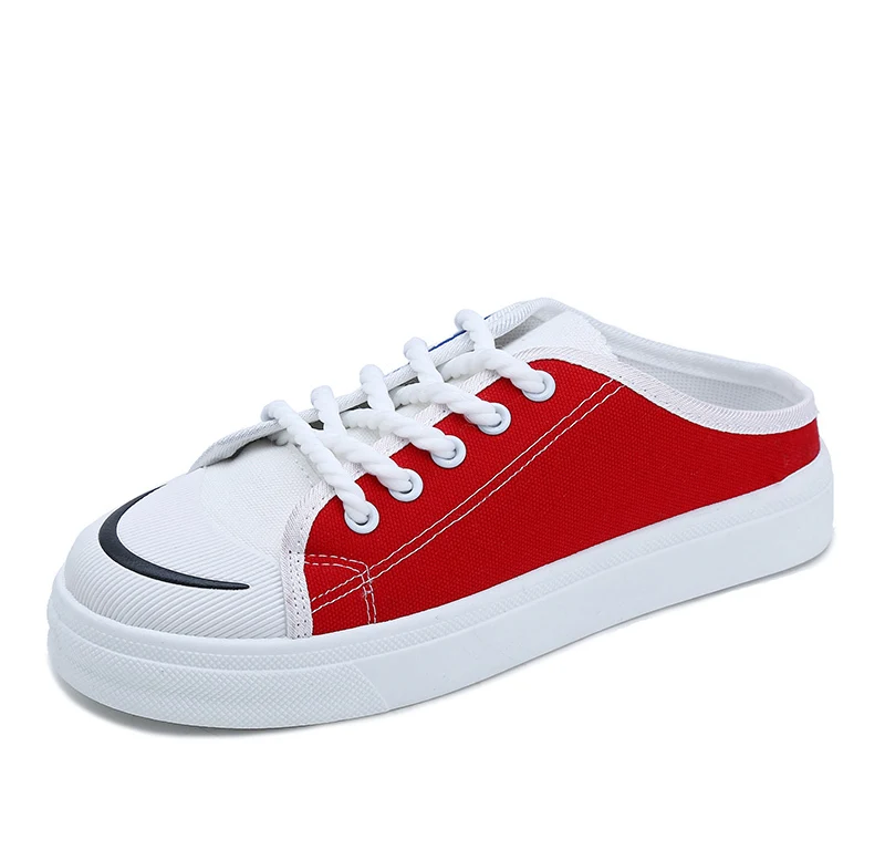 Hot Sale Cheap Price 2020 New Design Canvas Fashion  Casual Woman Shoes New Arrivals Half Slippers Keds