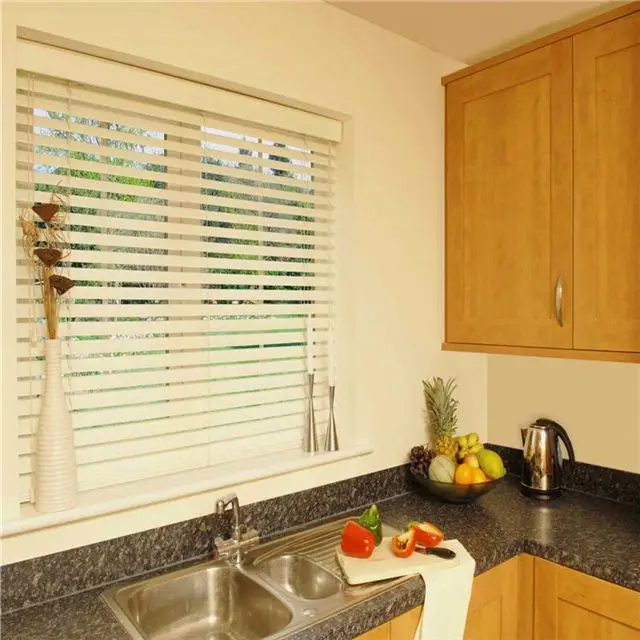 Wood Blinds Living Room Automatic Windows Horizontal Blinds Blinds Mini Ready-made Solid Venetian Octagonal Window PVC or Iron