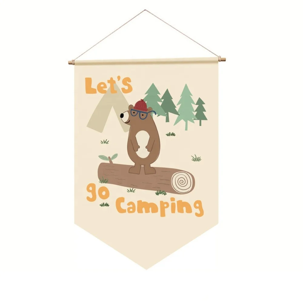 Outdoor High Quality Customize printed decorations New style canvas Oxford flagcamping atmosphere wind rope flag tent flag