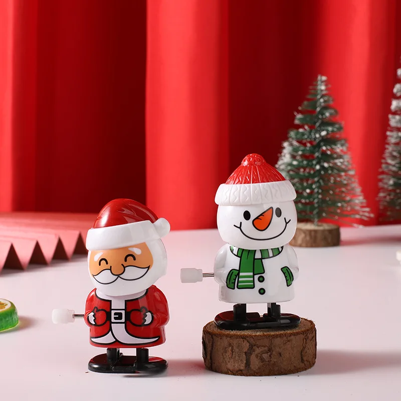 Wholesale 7cm PVC Plastic Santa Claus Snowman Cartoon Action Figure Wind-up Toys Party Gift For Kids Christmas Gifts