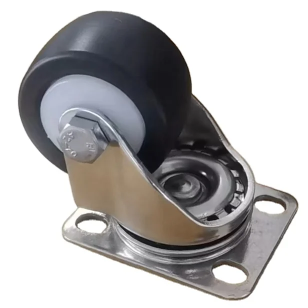High Load 60/80/150KGS/300LBS 2 Inch Swivel Plate Locking Stainless Steel Furniture Trolley Caster Wheel With Black Nylon Wheel
