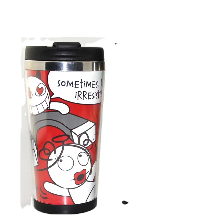 12oz Double wall insulation Stainless Steel coffee Tea cups tumblers mugs with  paper insert and leak proof flip lids