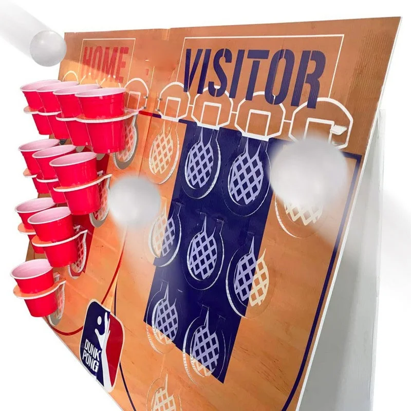 dunk pong basketball version beer pong air pong set foldable game board wholesale custom outdoor beerpong game