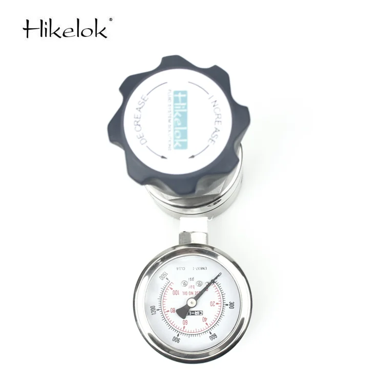 Hikelok 6000 Psig 413 bar Gas Pressure Regulator Stainless Steel Stem High Pressure Reducing Regulators
