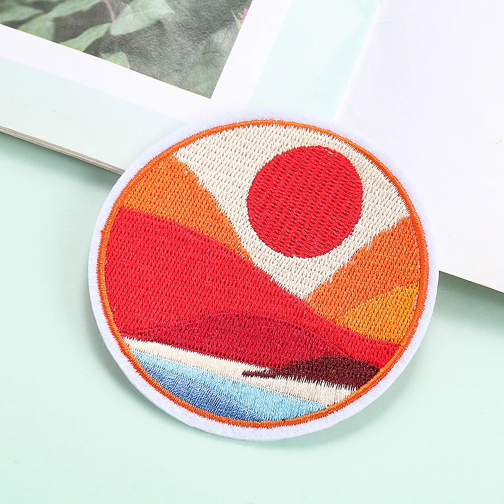 Eastern sunrise sunset red sun back tape can be ironed clothing holes decorative patch sewing supplies