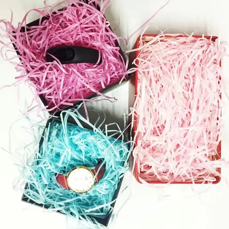 10g25g50g100g Multiple Colour Crinkle Cut Filling Recycle Kraft Decorative Lafite Grass Paper Shredded Paper For Gift Box