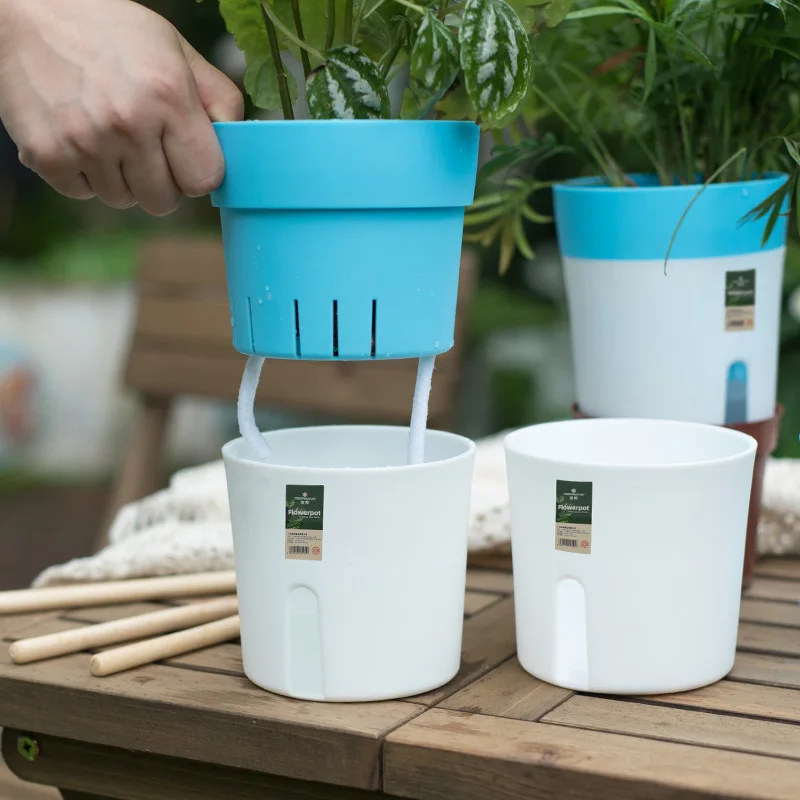 Deepbang Indoor Circular Self Watering Pot Office Plant Pots Self Watering China-make High Quality Wholesale Self Watering Pot