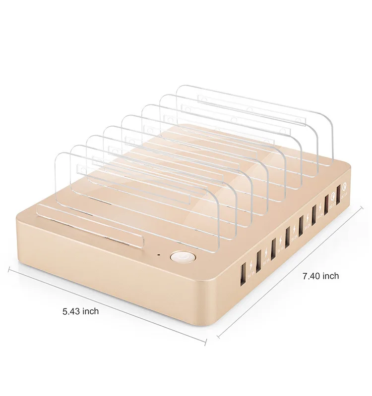 
6QC New Design Detachable Stasiun Charging Usb 8 Ports Usb Charging Station With Quick Charge 3.0 Technology For Home Or Office 