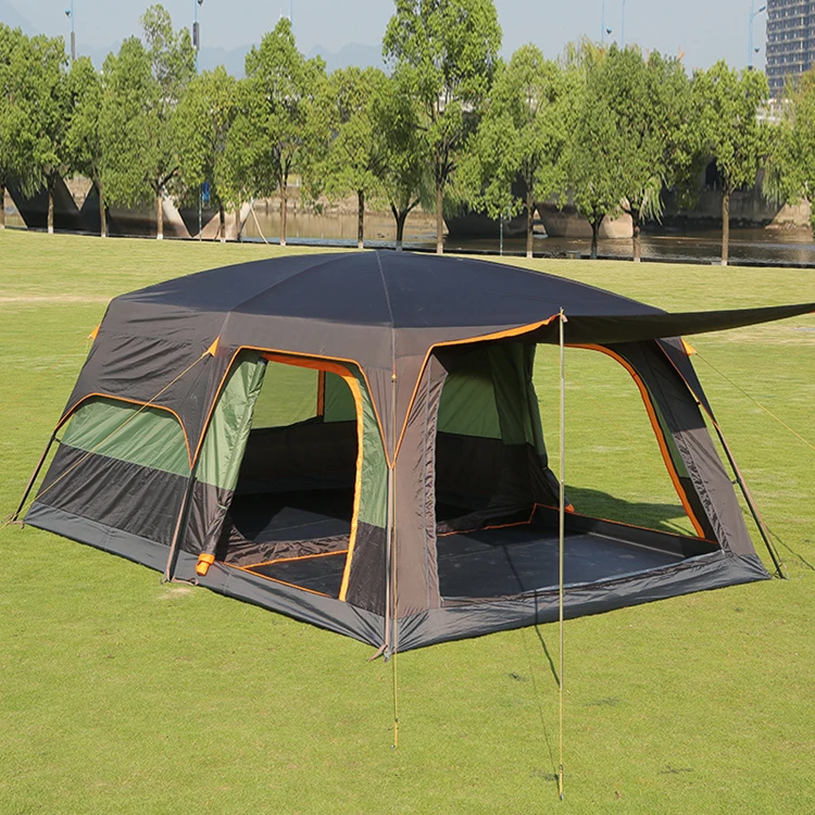 2 Rooms Area Double Layers Large Luxury Waterproof  Wild Wild Outdoor Camping Tent For 6 8 10 12 Person
