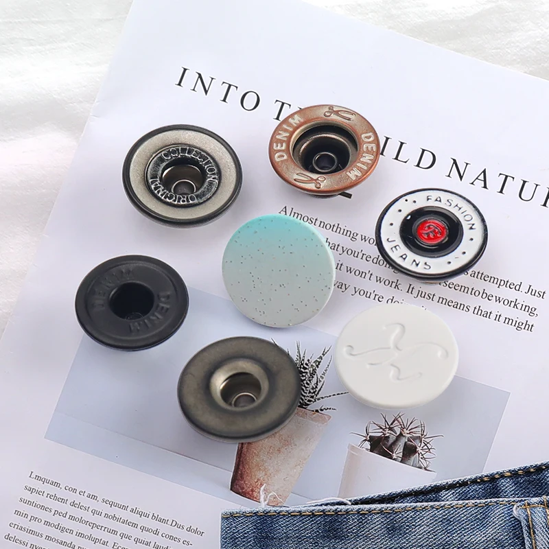 OCO Garment accessories metal buttons custom logo denim metal jeans pants riveted buttons for clothes