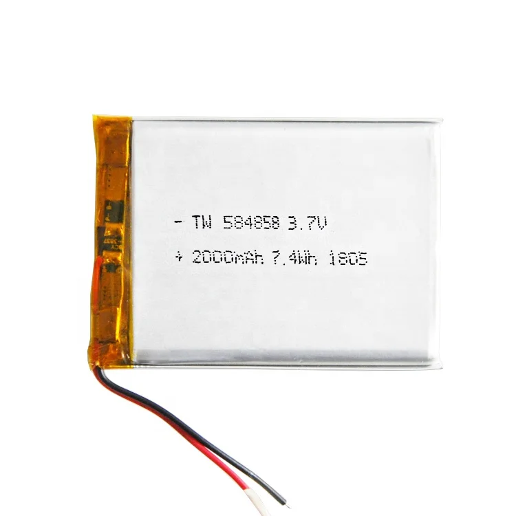 Free Sample OEM TW584858 rechargeable 3.7V 1950mAh battery with kc certification