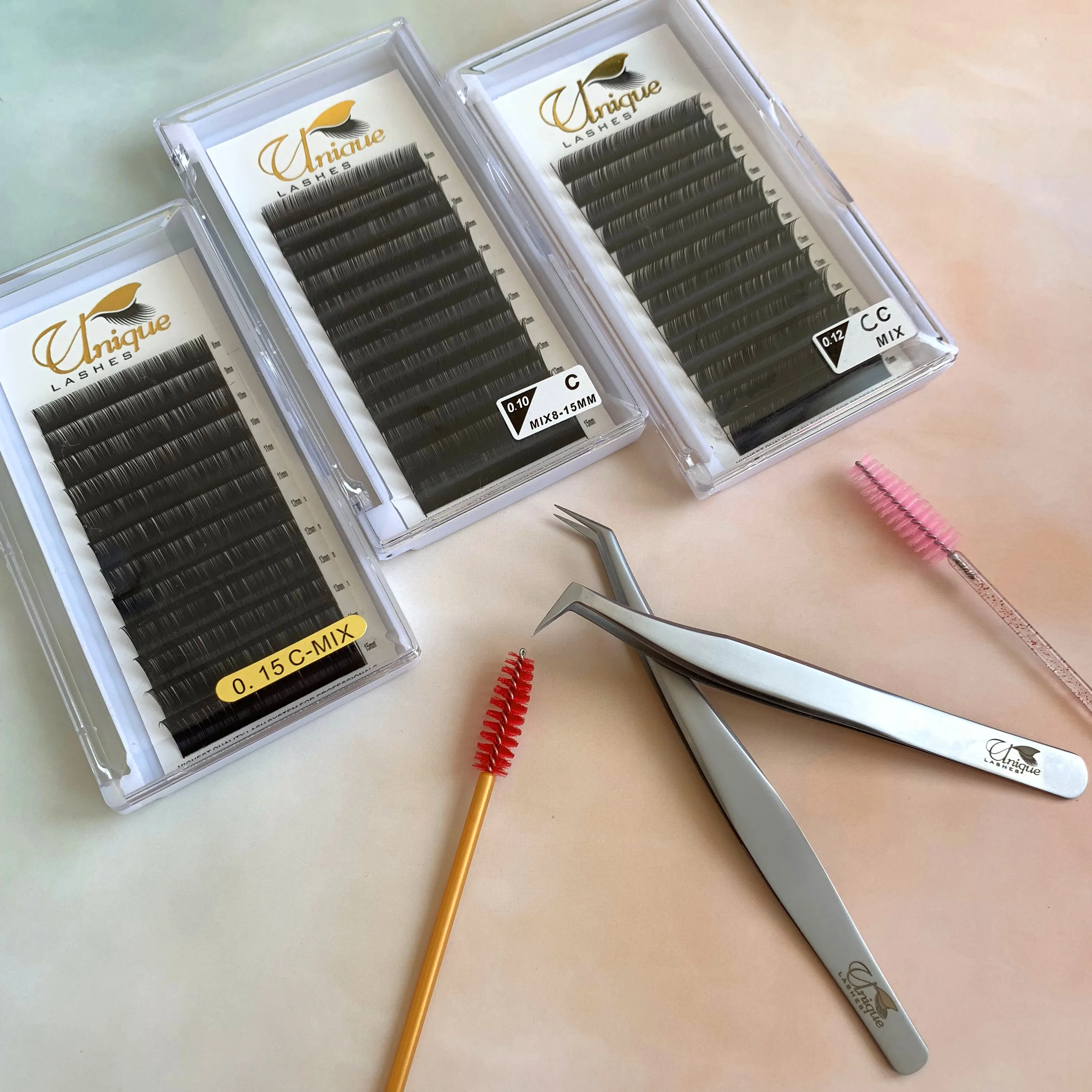  Unique Lashes Professional lashes factory high quality silk mink 0.03 0.05 0.07 Russian Volume Eyelash