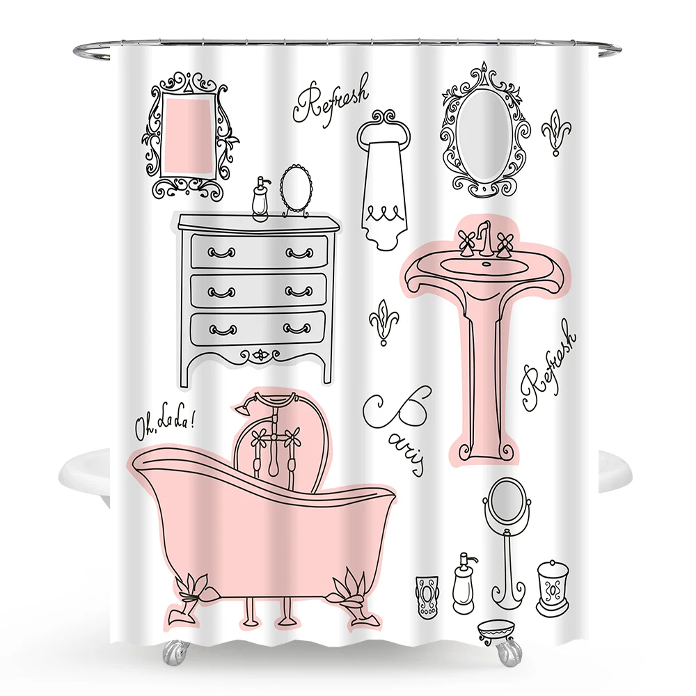 Wholesale Customer Customize 3D Digital Photo Printed Polyester Mould and Mildew Resistant Shower Curtain