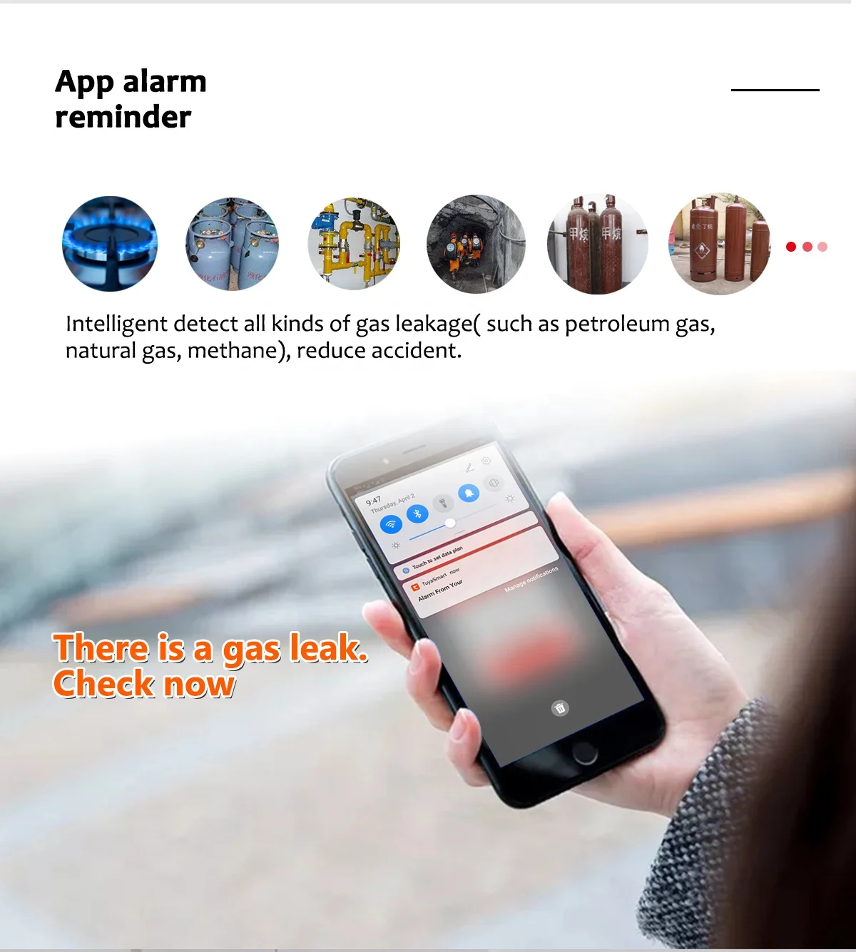 UEMON Factory Price Tuya WiFi gas leak detector alarm system gas sensor detector household smart sensor safety gas alarm