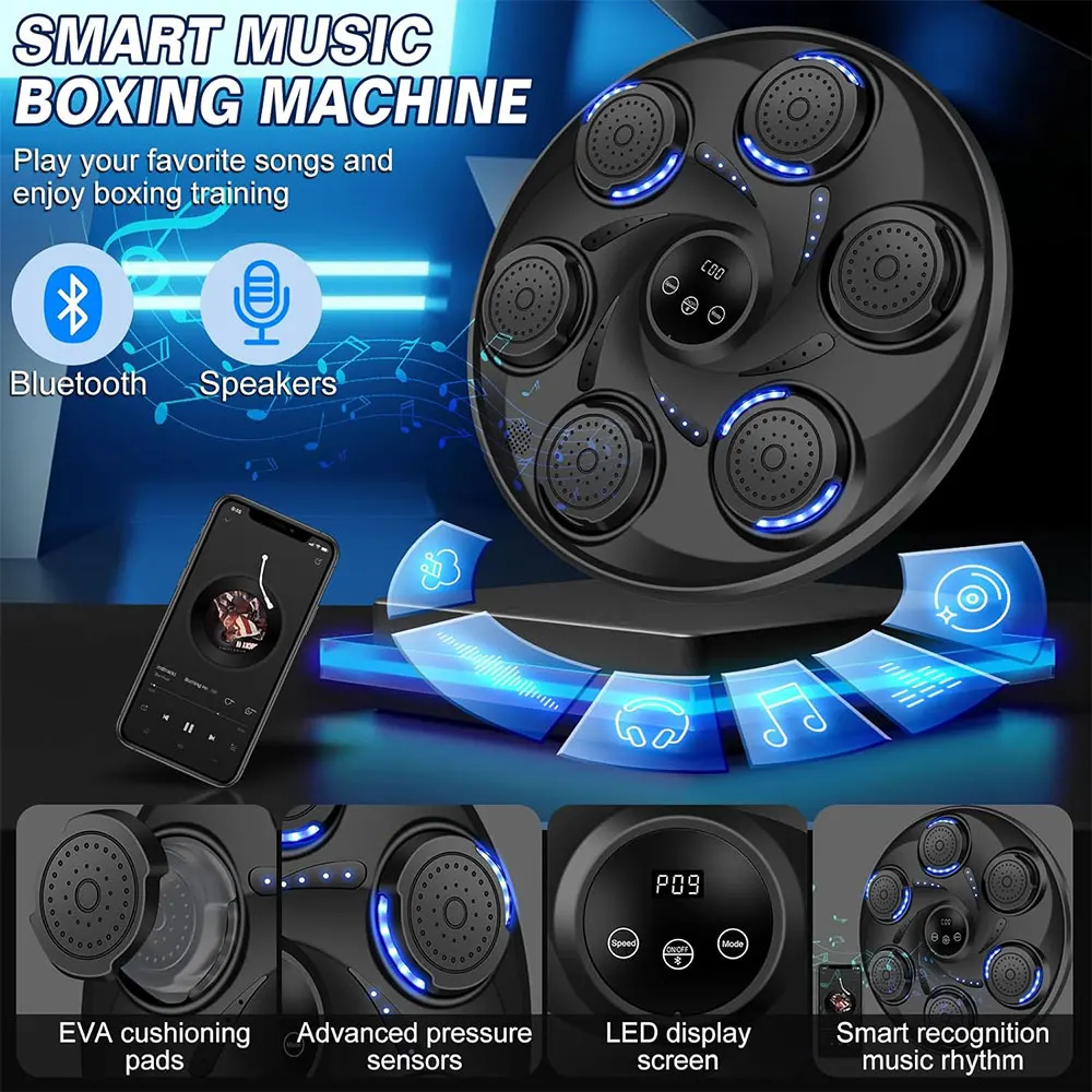 One Punch Electronic Boxing Training Pu Holdbody 9 Training Modes Led Strength Testing With Boxing Gloves Music Boxing Machine