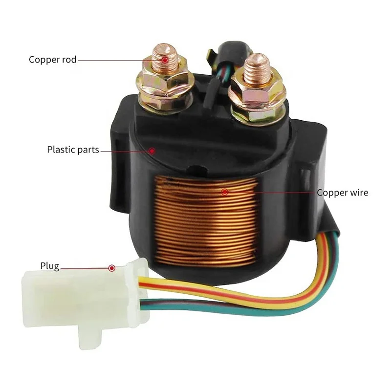 35850-VM3-010 4-stroke Starter Solenoid Relay Fits For GY6/Arctic Cat/Honda/Polaris/Suzuki/Yamaha Motorcycle Female plug