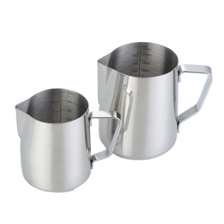 Smart tools 100ml 200ml 350ml 600ml stamped scale stainless steel metal frothing pitcher latte coffee milk jug