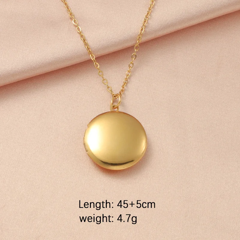 Trendy Classic Custom Stainless Steel DIY Round Picture Frame Photo Locket Pendant Necklace for Men Women Jewelry