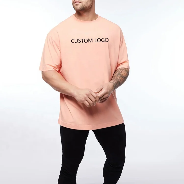 Custom High Quality 95 Cotton 5 Elastane Athletic Plus Size Print T-Shirts Men Vintage Drop Shoulder Mens Oversized Gym T Shirt