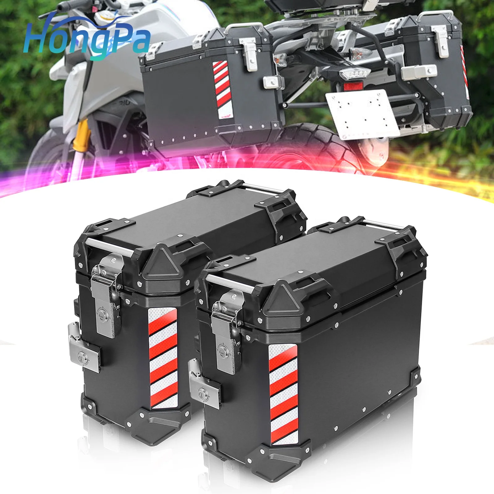 Universal 36L Motorcycle Side Box Aluminum Alloy Motorbike Tail Box Rear Back Side Box