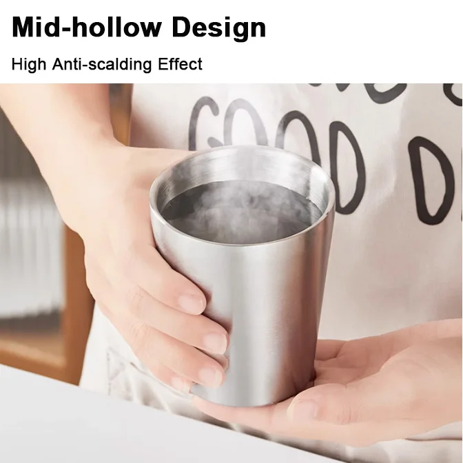 Custom Logo Double Wall Stainless Steel Mug Portable Round Coffee Beer Wine Cup With Metal Shot Glass Box Home Party Bar Use