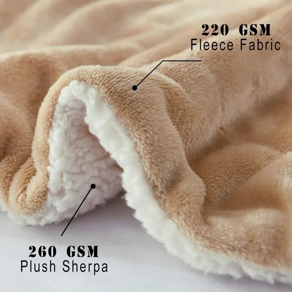 Economical Simple Printed Custom Warm Windproof Sherpa Fleece Throw Blanket