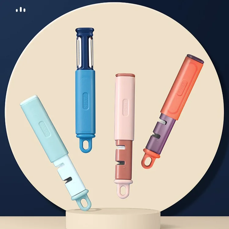 kitchen gadgets Stainless Steel Multi-functional Peeler Fruit Vegetable Peeler Carrot Grater Paring knife with Sharpening Tool