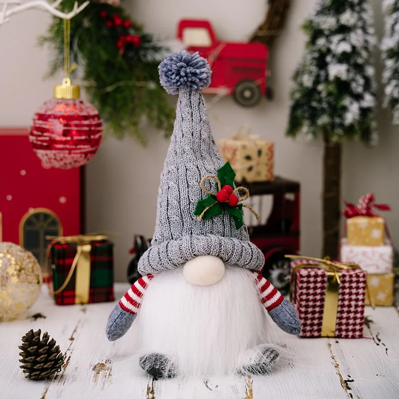 2024 Hot Sale Knitting Standing Merry Christmas doll Gnomes With Light For Xmas Home Window Decoration Wholesale Table Decor