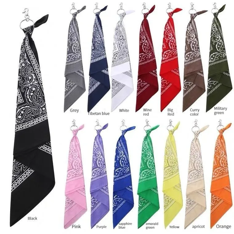 Retro hiphop towel hip-hop headscarf bandana cashew flower head scarf ins small square pants chain waist chain