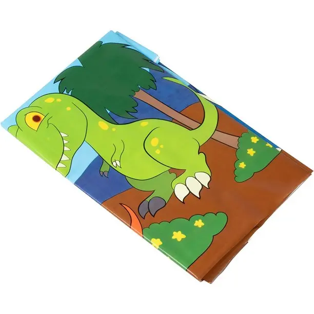 Dinosaur Cartoon Plastic Tablecloth Dino Party 54 x 108 inch Table Cover Fits Up to 8-Foot Long Tables Dinosaur Birthday Party