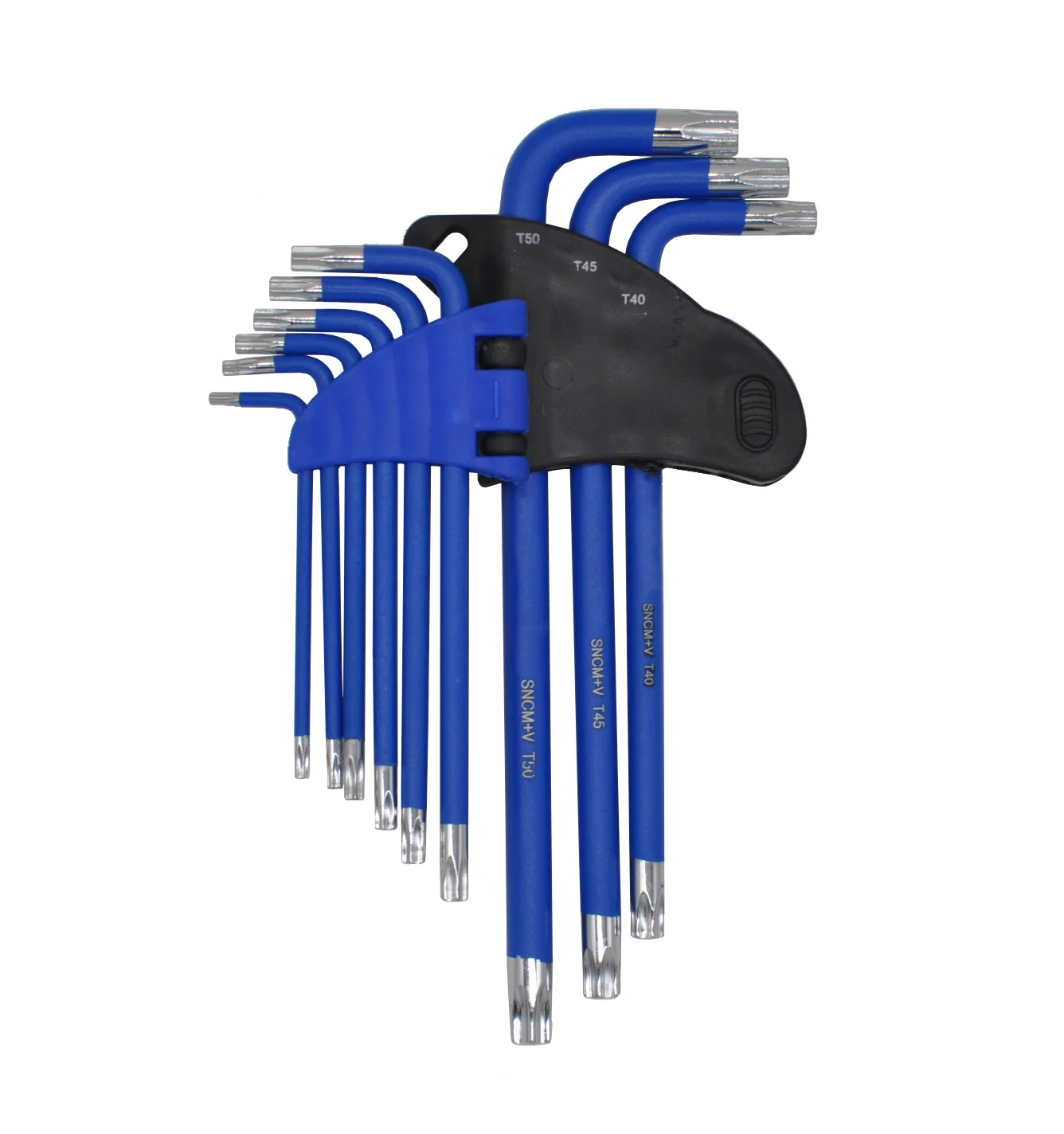 Ready to Ship 9pc color plastic coated long arm L torx key wrench set T-type torx key allen keys