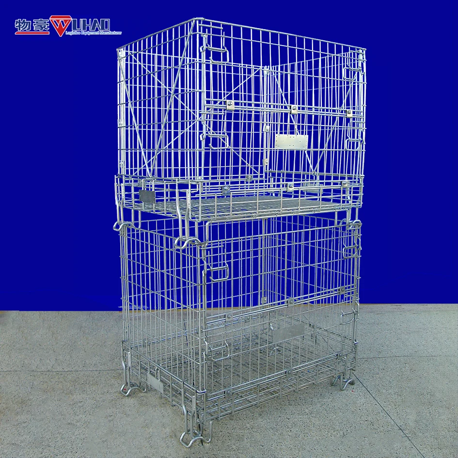 1200x800x910mm Heavy duty large capacity Stackable Metal Wire Mesh Warehouse Pallet Cages for wine bottles