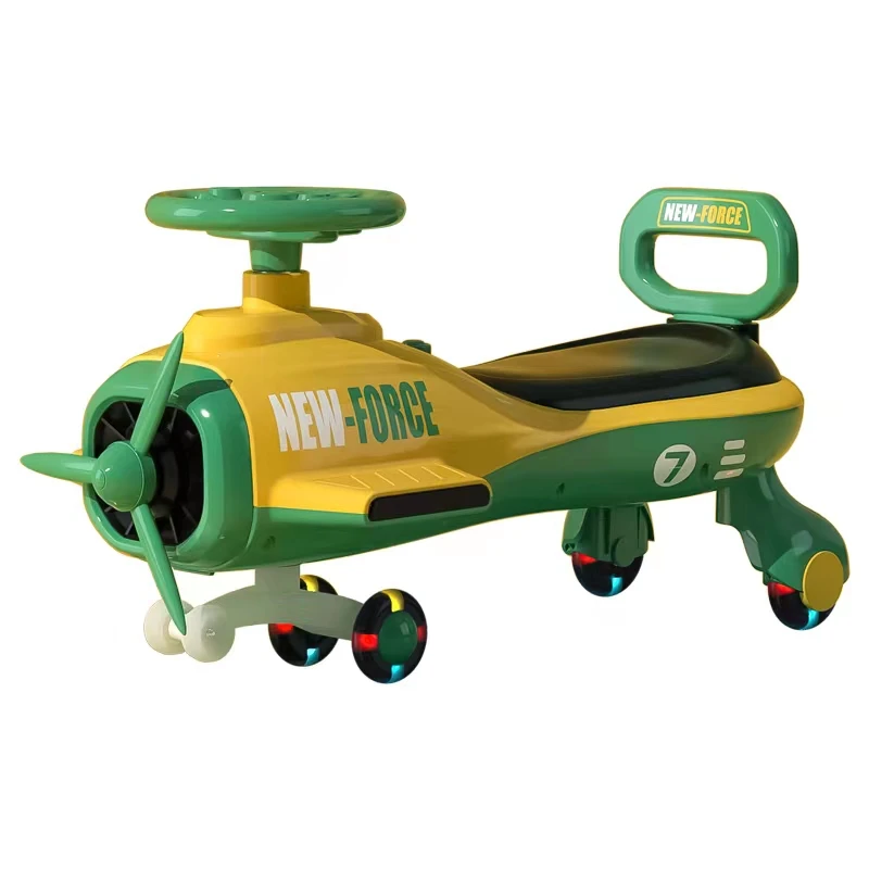 children twist car new safety aircraft swing car colorful lights music wiggle car with flash wheel