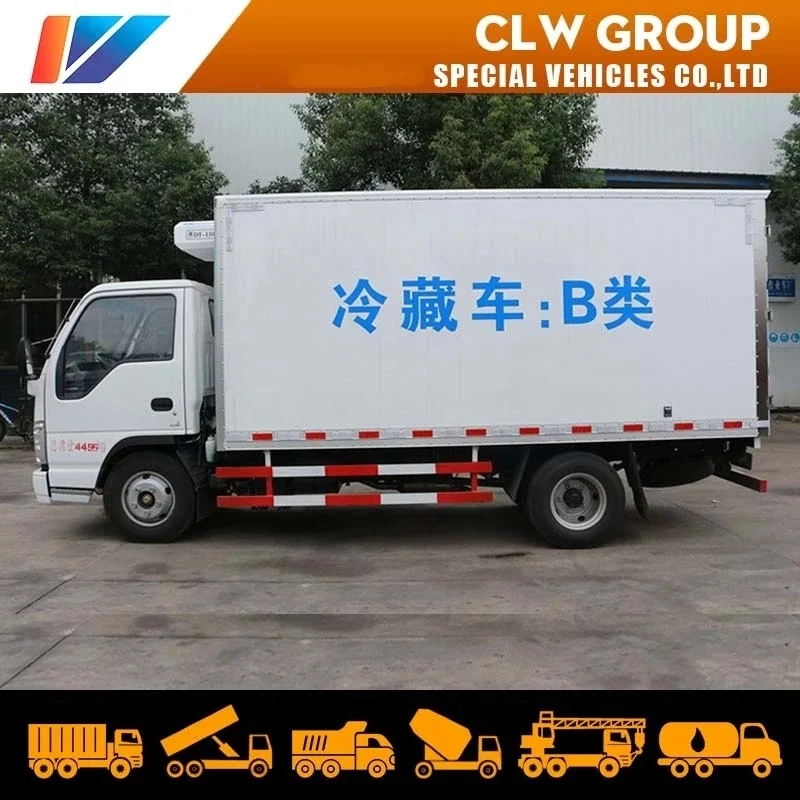 Japanese brand 5 Tons isuzu Freezer Truck 4.2 meters Fish Meat Transport Refrigerator Box Truck