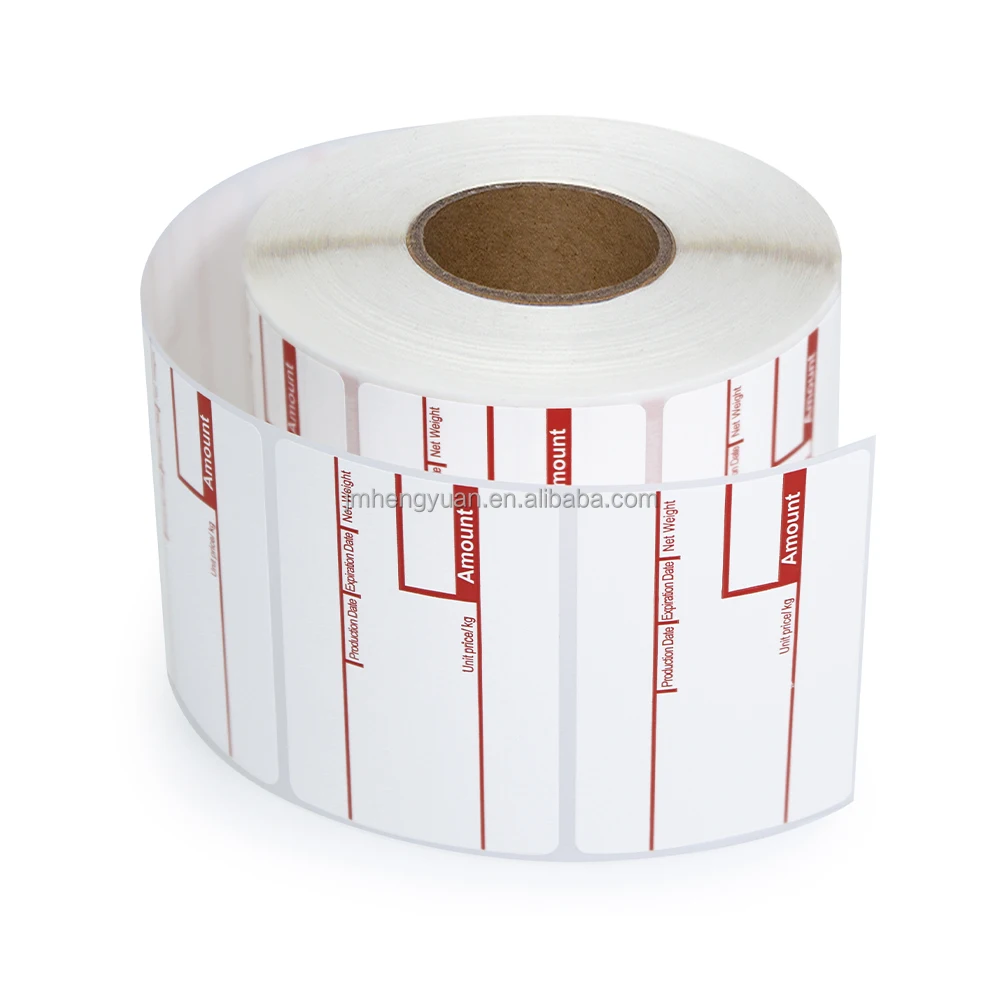 CAS 58x40mm Printed UPC Scale Label Barcode Adhesive Label Printing Direct Thermal Sticker Barcode Label Roll