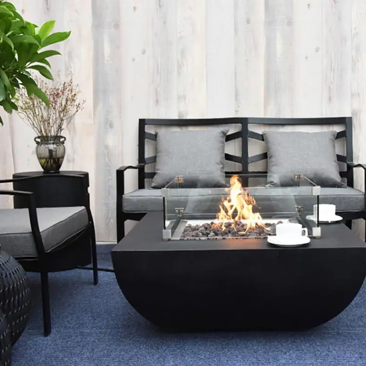 table gas firepit patio square corten steel tabletop outdoor fire pit