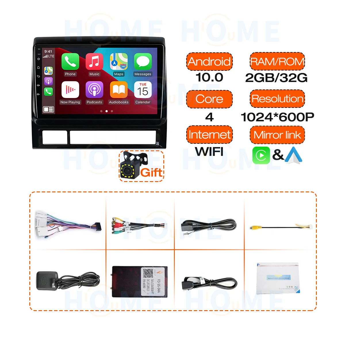 Car Radio Android 10 Multimedia Wired Carplay For Toyota Tacoma 2006 - 2014 android Auto 32G 2 Din GPS WIFI Blue-tooth Screen