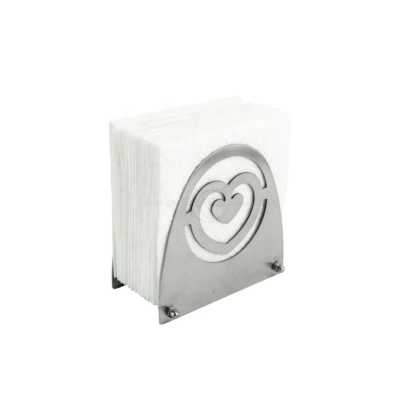 Wholesale Heart Shape Stainless Steel 18/0 Home Napkin Holder Metal Tissue Paper Holder for Table