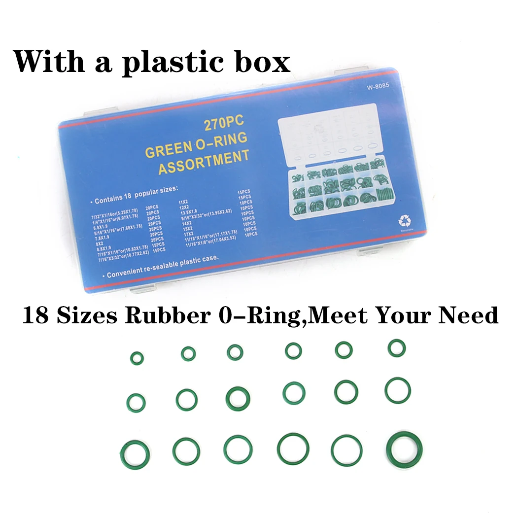 270PC Rubber O-Ring Assortment Kits 18 Sizes O-Ring Kit Box Rubber Washer Set For Car Repair