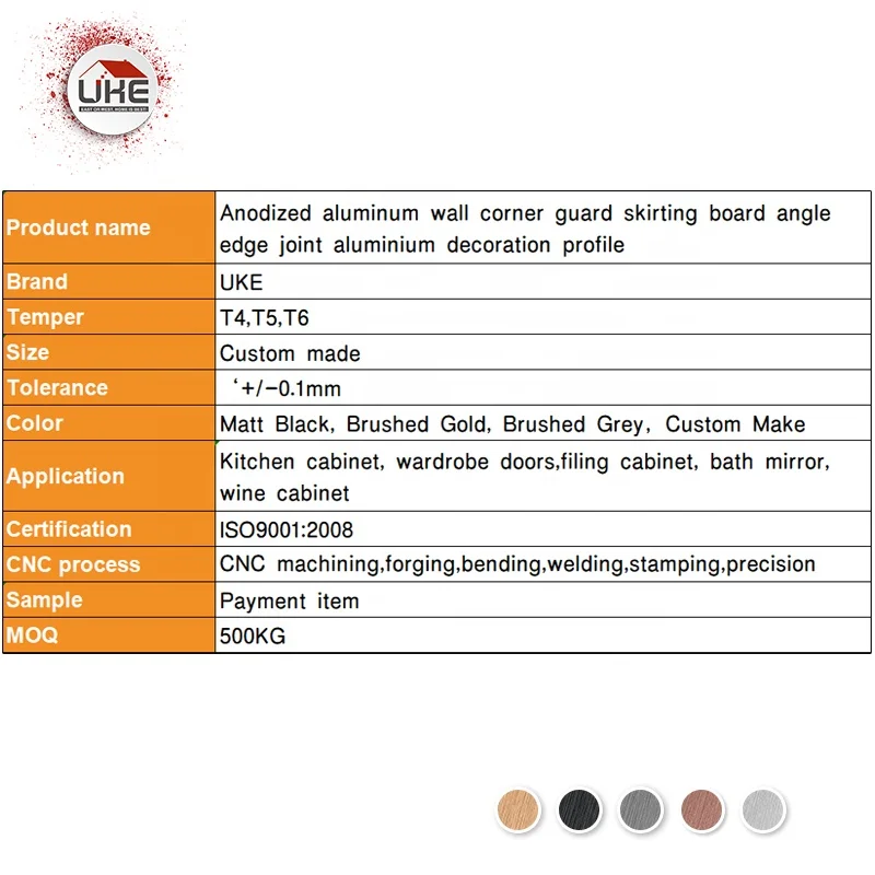 Italian design luxury home restaurant decoration materials aluminum wall corner guard 18MM thick MDF Invisible wall profiles