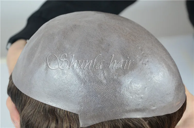 Thin skin natural hairline v-loop injected Single knot wig for men price Remy Human Indian Hair replacement system OEM Factory