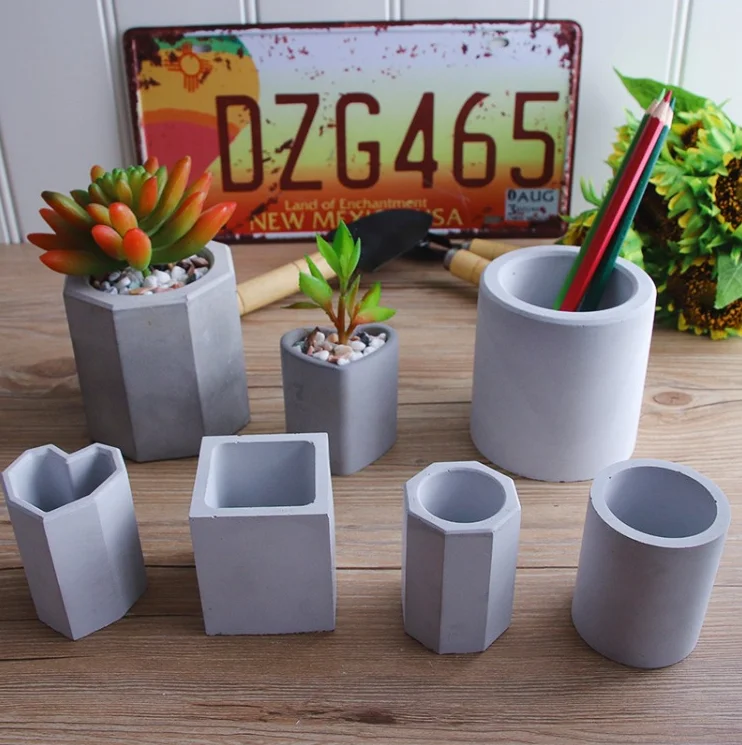 DIY Silicone Custom Small Desk Garden Flower Pot Cement Concrete Vase Planter Molds flower pot molds For silicone molds