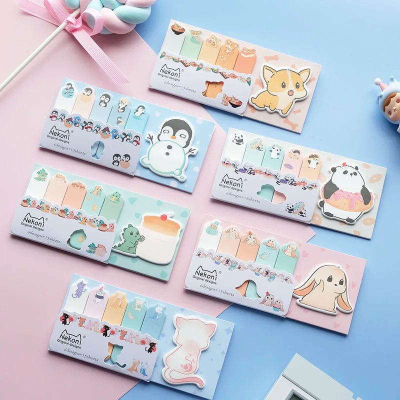 Nekoni Hot Sale Sticky Notes Pad Memo Pad Animal Self-Stick Note Pads Paper Index Bookmark Cute Kawaii Memo Note