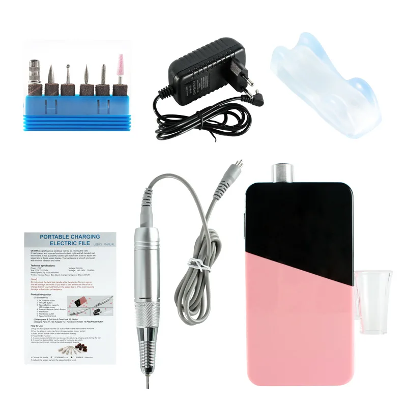 2021 High Quality 35000RPM Brushless Nail File Machine Portable Cordless Rechargeable Nail Drill