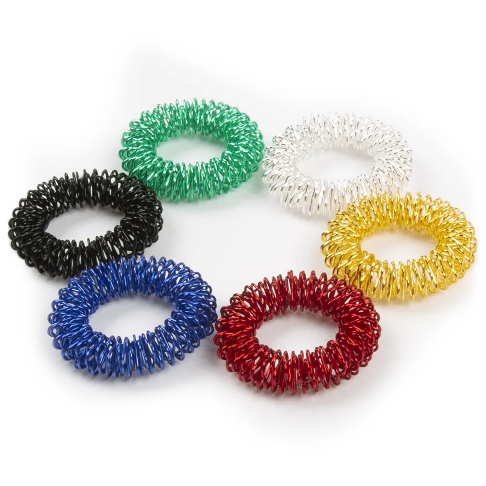 Acupuncture Therapy Finger Rings Promote Blood Circulation Hand Massage Machine For Teens Adults Metal Ring Finger Massager