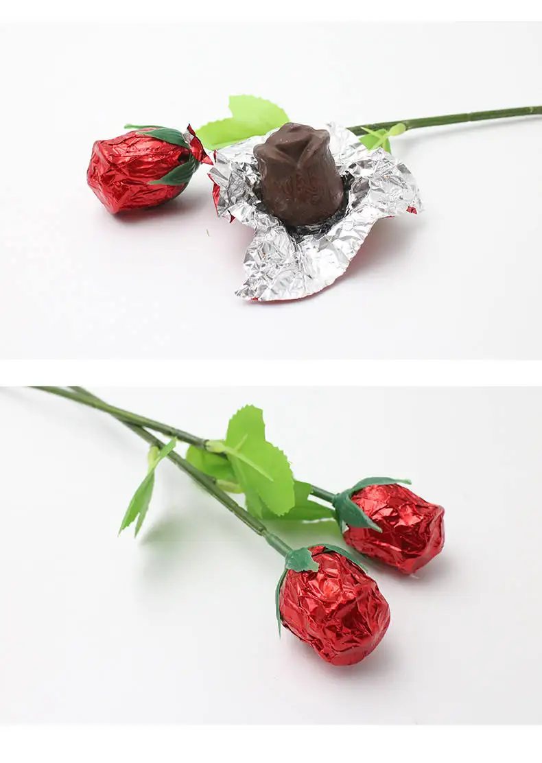 Custom Private Label Delicious Sweets Snack Chocolate Candy Rose Bouquet Flower Shaped Valentine Day Chocolate