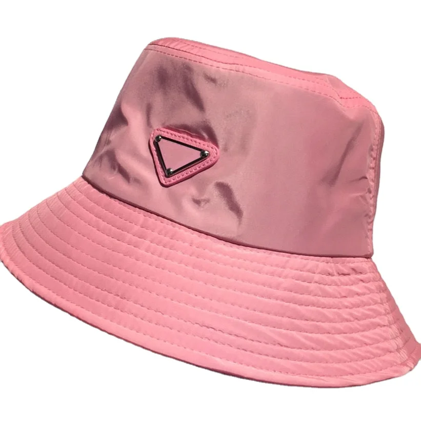  Hot Sale Designer Nylon Name Brand Bucket Hat Metal Logo Classical Luxury Hats