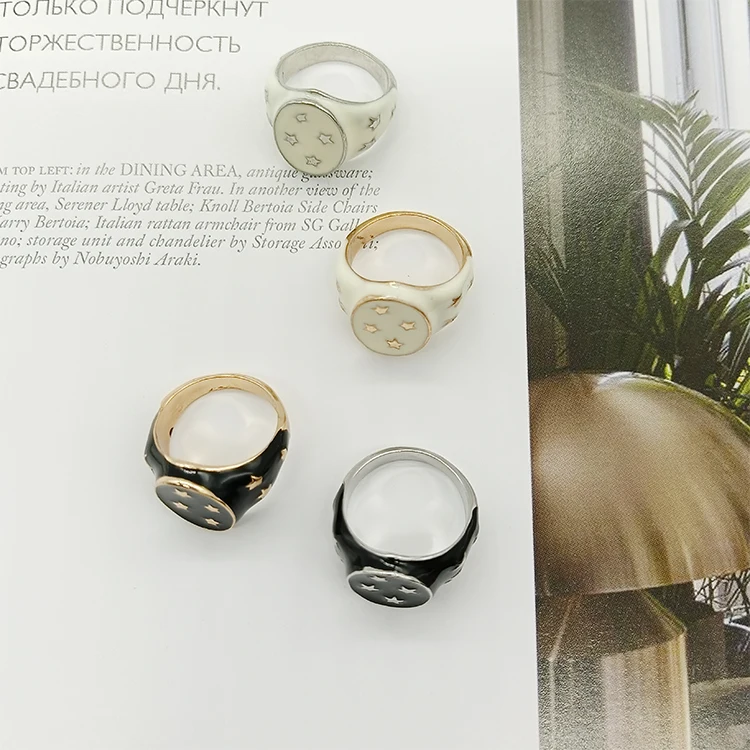 Лидер продаж, женское модное позолоченное кольцо из нержавеющей стали с белой эпоксидной смолой